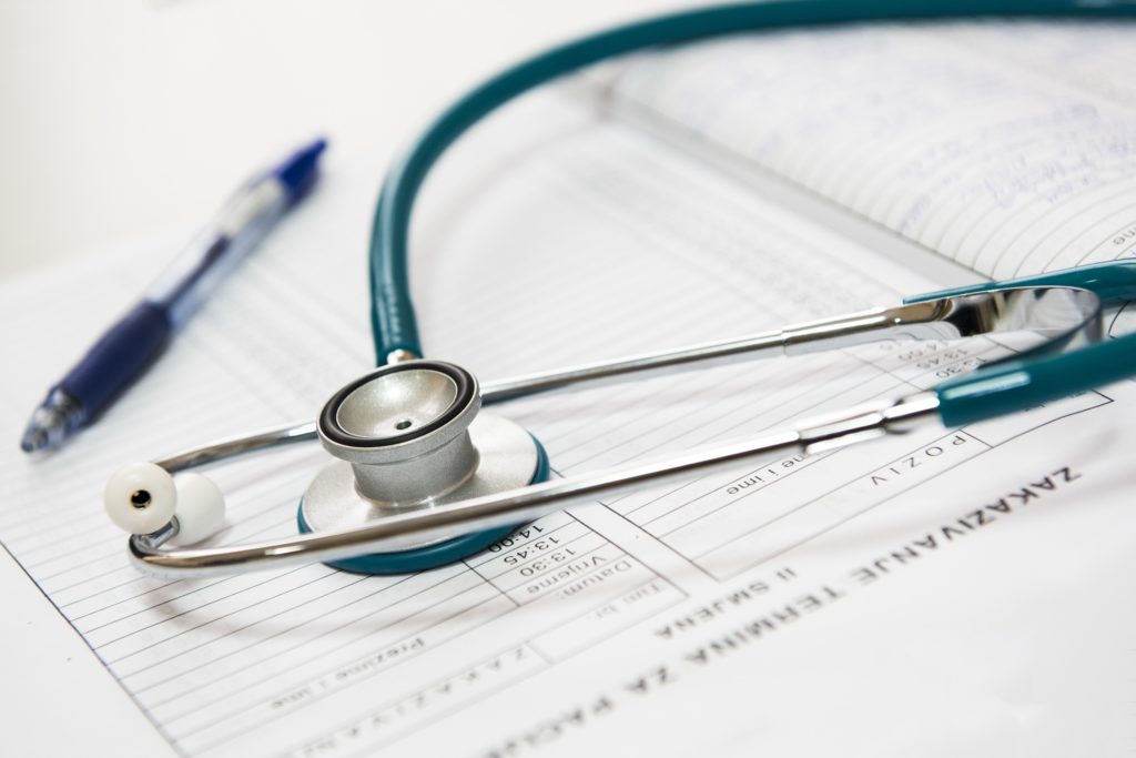 Closeup photo of a stethoscope owned by a nurse practitioner