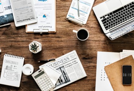 Photo of the desk of a non-clinical nurse practitioner