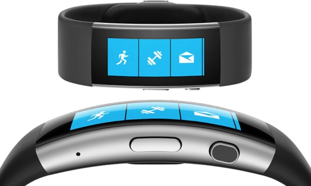 Close up photo of the Microsoft Band wearable technology