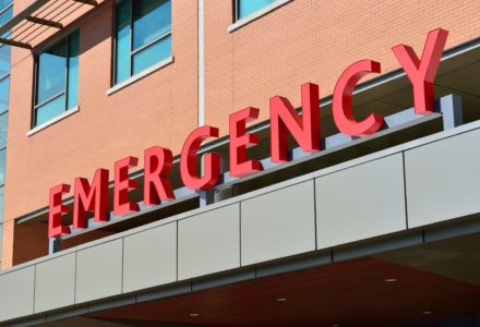 Photo of an emergency sign on a hospital